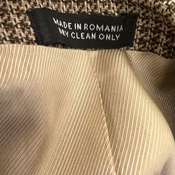 Oscar de la Renta Wool Houndstooth Blazer Mens 44L Tan Brown Preppy Career - Picture 11 of 11